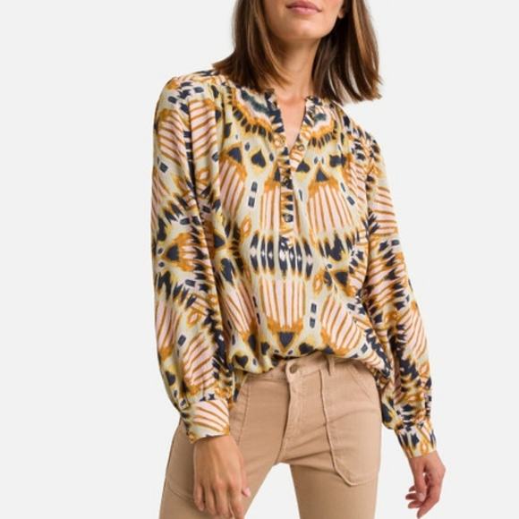 Ba&sh Calysta Crinkled Blouse in Kaleidoscope Small - Picture 1 of 11